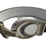 Chicos Leather Waist Belt Small Womens Mixed Metal Buckle Clasp Adjustable 1.5in Black Photo 0