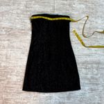 Urban Social Women’s XS Black Silver Metallic Velvet Strapless Midi Dress Retro Photo 2