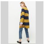 J.Crew Juliette Collarless Sweater XS Rugby Striped Navy Yellow Wool Blend Photo 1