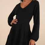 Lulus NWT  Adorable Option Black Long Sleeve Mini Sweater Dress Photo 0