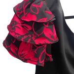 IvaNova Designer One Sleeve Black With Red Ruffle Cocktail Party Mini Dress SZ 4 Photo 8