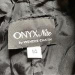 Vintage Onyx Nite Black Textured Floral Satin High Neck Formal Black Tie Gown L Size L Photo 5