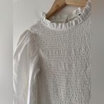 SheIn  White Smocked Puff Long Sleeve White High Neck Top Photo 1