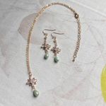 Czech Glass Cross Shape Mint Gold Robin Egg Speckled Hoop Casual Jewelry Set Blue Photo 1