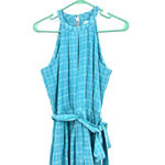 Calvin Klein  size 2 blue‎ plaid sleeveless dress wrap style gingham tie waist Photo 2