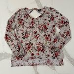 Daytrip  Floral V-Neck Long Sleeve Top Women’s Small Taupe/Red Cut Out Back Boho Photo 0