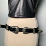 ZARA Black Double Buckle Leather Belt size 90 western cowgirl boho festival Photo 0