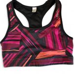 Reebok  Women's Vibrant Black and Pink Patterned Sports Bra Photo 0