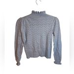 J.Crew Shale Blue Cashmere Pointelle Ruffle Mock Neck Sweater Photo 3