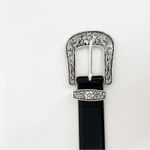 ZARA NEW  Leather Cowboy Buckle Belt 34 Waist Black Photo 1