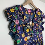 Celia B Atlas Dress Midi Navy Multi Womens New Size Medium Summer Belted Blue Photo 7