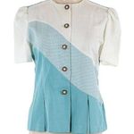 Vintage Short Sleeve Blazer Jacket Top from Dresses by Silver Threads LTD SZ 12 White Size L Photo 0