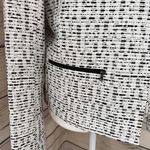 Topshop White & Black Tweed Open Front Zipper Pocket Blazer Jacket Photo 5