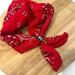 Vintage 90s Red Cotton USA Made Square Bandana Neck Tie Photo 0