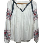 Ruff Hewn  Cream Ebroidered Boho Poet Shirt Sz. M Photo 0