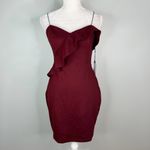 ASTR  The Label Ruffle Stretch Knit Body Con Dress Wine Medium M New Photo 31