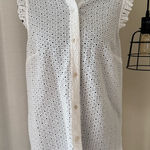 Lilly Pulitzer Lenox White Eyelet Ruffle Sleeve Button Front Blouse Size 6 Photo 0