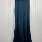 Lulus NWOT  Stunning Arrival Dark Teal Satin Off-The-Shoulder Maxi Dress Size M Photo 4