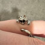 Silver Tone Kitty Cat Wrap Ring Black Rhinestone Eyes Size 5.5 Women’s Jewelry Photo 6