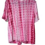 Rue Juju  large pink white tie dye print pullover tie front short sleeve casual Photo 5