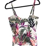 Island Escape Tankini Top Ruffle Removable Cups Palm Print White Green Purple 12 Photo 3