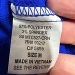 Moa Moa  MEDIUM Blue Split V Neck Rolled Cuff Short Sleeve High Low Blouse Top Photo 6