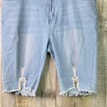 SheIn  Curve 4XL Distressed Raw Cut Hem Blue Denim Bermuda Shorts w/5 Pockets Photo 3