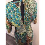 5th & Love 5th Love Maxi Dress V Neck Open Back Short Sleeve peacock Colors Designs XL Photo 2