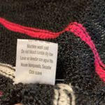 Poof! POOF medium black knit crochet sweater with neon pink and green stripes Photo 8