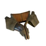 Dr. Scholls Olive Green Perforated Block Heel Sandals Size 7 suede like material Photo 8