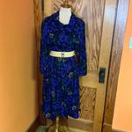 Vtg 80s cowl neck bright floral midi dress Purple Size M Photo 2