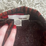 Sans Souci  Orange Black Red Aztec Long Sleeve Button‎ Down Sheer Top Size Large Photo 3