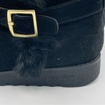 Coach Deeann Black Boots Fur Trim Gold Buckle Black Mid-Calf A7294 Size 9B Photo 4