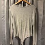 Elodie Women's Gray Stretch Long-Sleeve Ribbed Henley Bodysuit Size XLarge NWT Photo 1