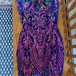 Windsor  Dress Iridescent Sequin Bodycon One-Shoulder Homecoming Photo 0