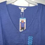 Three Dots V-neck Blouse tee Shirt top blue large loose oversized Photo 5