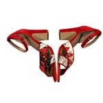 Anthropologie New Impressionist Red Suede Print Ankle Strap Heeled Sandals 9 Photo 5