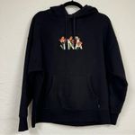 Aritzia TNA Black Floral Embroidered Hoodie Sweatshirt Womens S Boho Casual Photo 0