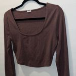 Garage  Brown Long Sleeve Crop Top Photo 1
