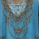 Kaftan Kimono Dress Sz XL Blue Sequins Summer Beach Wear CoverUp Vacation Cruise Photo 2