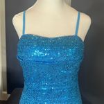 Women’s Blue Sequined Short Prom Party Homecoming Dress Ruffle Hem Size 8 Photo 1