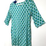 Escapada Living Turquoise Mod Groovy Geo Dress 3/4 Sleeves Back Cutout Size XS Photo 3