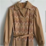 Vintage 70s Belted Dress Tan Size M Photo 2
