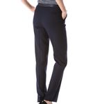 Tory Burch  Navy Wool Pants with Leather Trim Photo 7