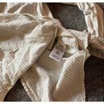 MOTHER Foxy Button Up Split Back‎ Pinstripe Cotton Off White Top (XS) Gray Photo 7