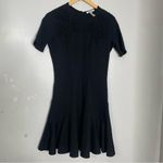 Erdem 'Regan' Black Short Sleeve Peplum Hem Floral Embroidered Dress‎ sz 8 Photo 3