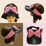 Disney Parks Women’s Black Sequin Visor with Red Polka Dot Bow Photo 2