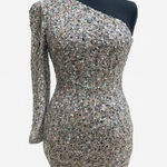 For Love & Lemons Love & Lemonade Rainbow Sequin One Shoulder Bodycon Mini Dress Size S NWT Photo 0