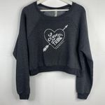 American Apparel  Sz L Sweatshirt Fleece Terry Cloth Cropped Long Sleeve Women's Photo 1