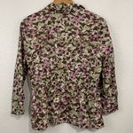 Charter Club  Pink Green Abstract Watercolor Floral Button Down Shirt Size 14 Photo 5